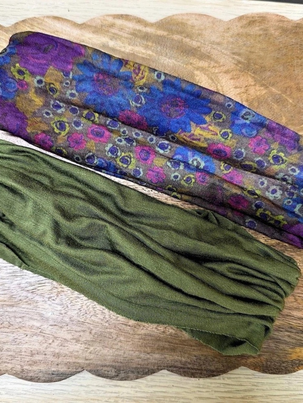 Natural life Floral Green & Purple headband set